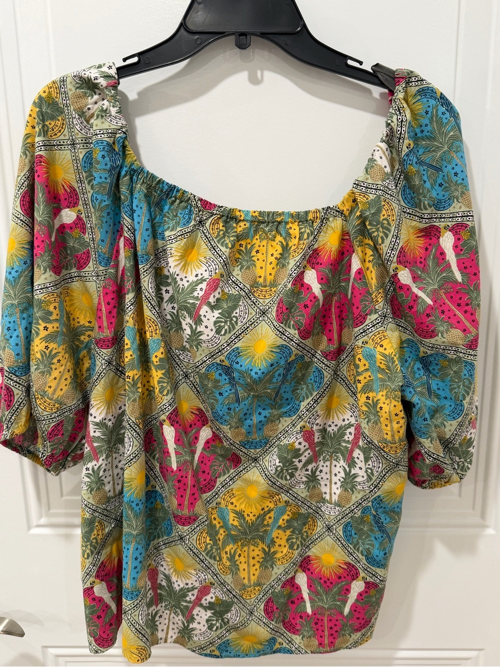 LOFT Multicolor Floral Puff-Sleeve Blouse - Yellow, Blue, Pink, Green, NWT
